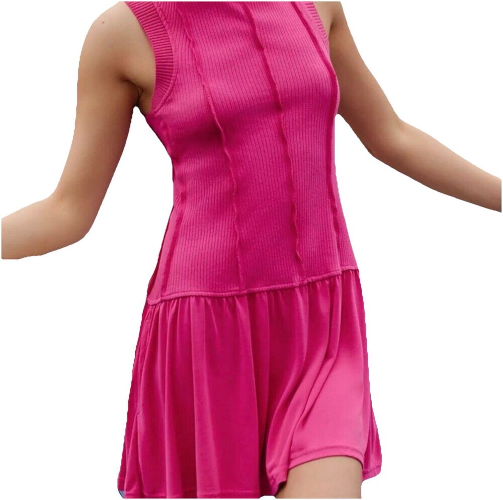 Anthropologie Daily Practice Buzzer Beater Dress  Sleeveless Drop Waist Size XL